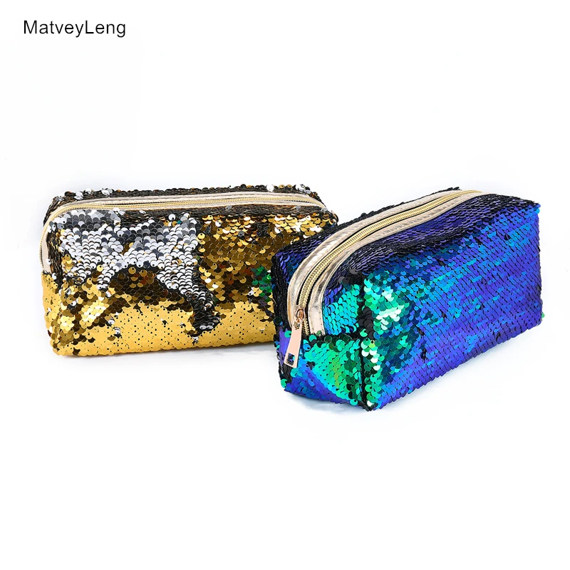 

New Zipper Cosmetic Bag Fashion Mermaid Double-sided Color Sequins Cosmetic Bag Ms. Cosmetic Storage Bag Travel Cosmetic Bag