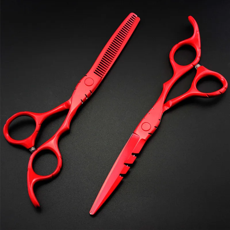 

Professional JP 440c steel 5.5 6 '' red hair scissors haircut thinning barber haircutting cutting shears hairdresser scissors