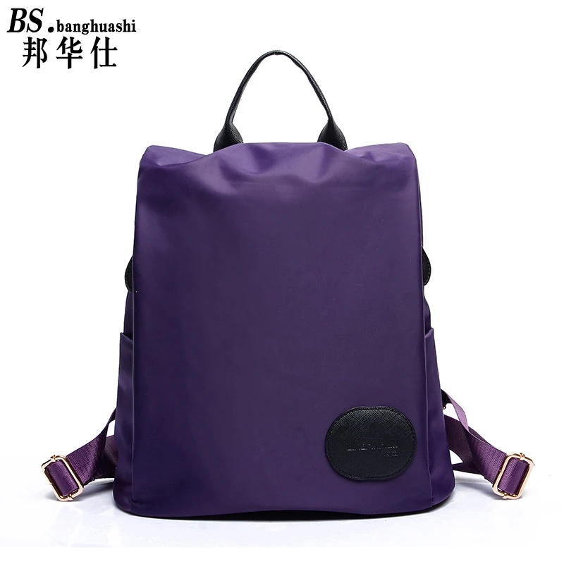 2017 Ladies Backpack Nylon Shoulder Bag Student Pack Pure Color Teen Girl Travel Casual Bag Bolsas