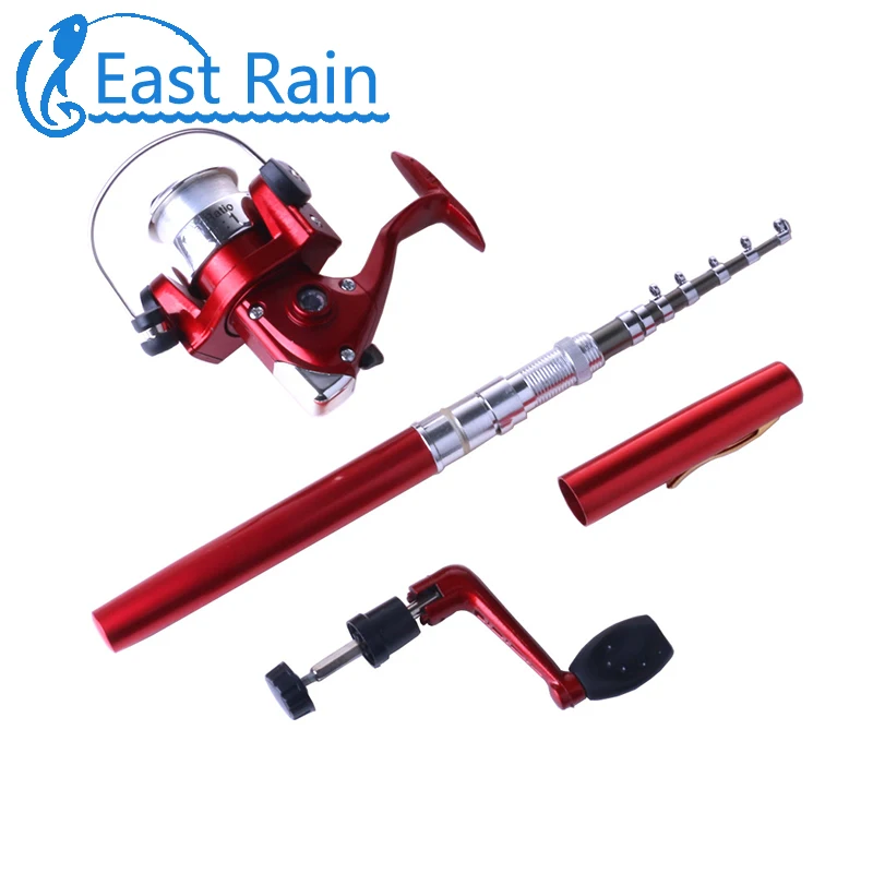 

East Rain Ratio 5.1:1 Pocket Telescopic Mini Fishing Pole Pen Shape Folded Fishing Rods With Reel Free shipping