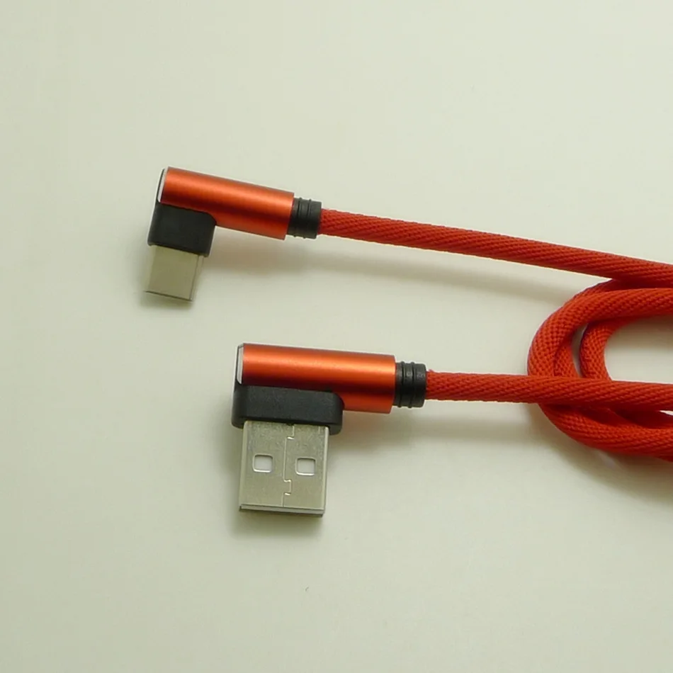 20 قطعة/الوحدة الجملة 1 متر 3ft نوع-C نوع شرينغ كابل 90 درجة USB سريع تهمة بيانات خط الحبل ل عبة اللعب L الانحناء لأجهزة الكمبيوتر المحمول