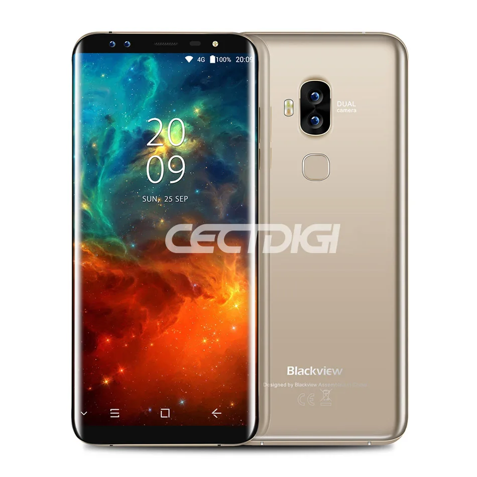 Blackview S8 4 камеры смартфона 5." 18:9 соотношение сторон Бесконечность Экран 4 ГБ+ 64 ГБ MTK6750T Восьмиядерный отпечатков пальцев 4 г мобильного телефона