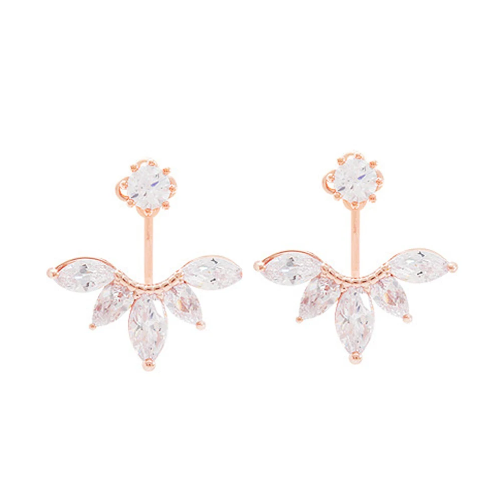 

1 Pair Korean Gold And Silver Color Leave Crystal Stud Earrings Fashion Statement Jewelry Earrings For Women Drop Shipping