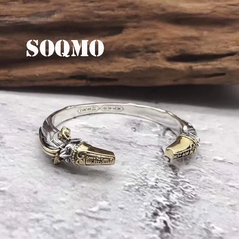 SOQMO Skills and old silversmith s925 серебряные мужские браслеты тайский серебряный крест восстановление древних способов девственницы браслет