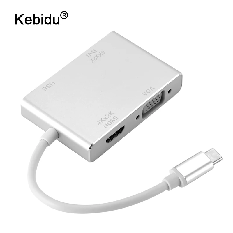 USB C Тип на HDMI VGA DVI для Apple Macbook Chromebook Pixel ноутбук USB3.0 адаптер 4 в 1 взаимный обмен
