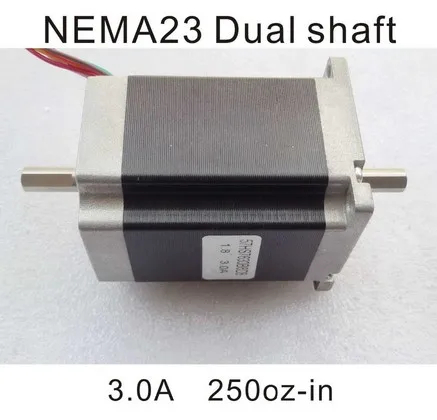 

8 mm double shaft nem 23 stepping motor 180 n. Cm (250 oz - in) body length 76 mm CE ROHS cpu double shaft nem 23 stepper motor