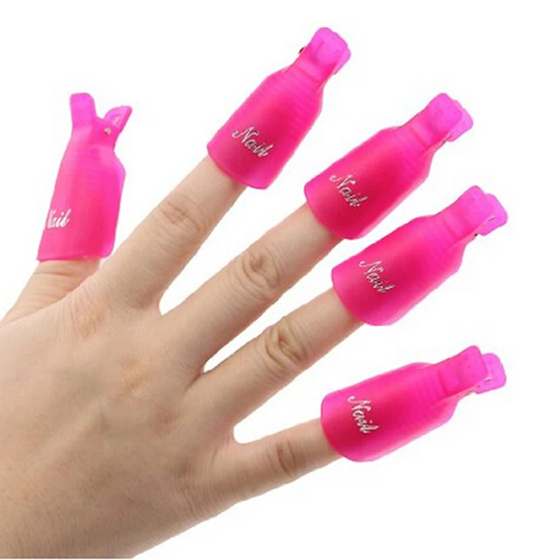 

10pcs/set New Fashion Nail Art Tips For Fingers Nail Tools Plastic Nail Art Soak Off Cap Clip UV Gel Polish Remover Wrap Tool
