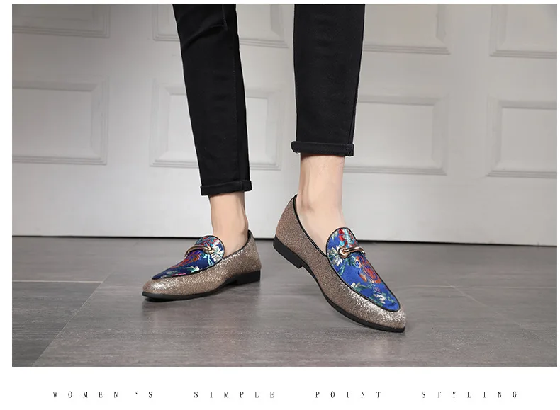 Merkmak/Повседневные блестящие мужские лоферы; летние классические модельные туфли с вышивкой; удобная мужская обувь на плоской подошве; большие размеры 38-48