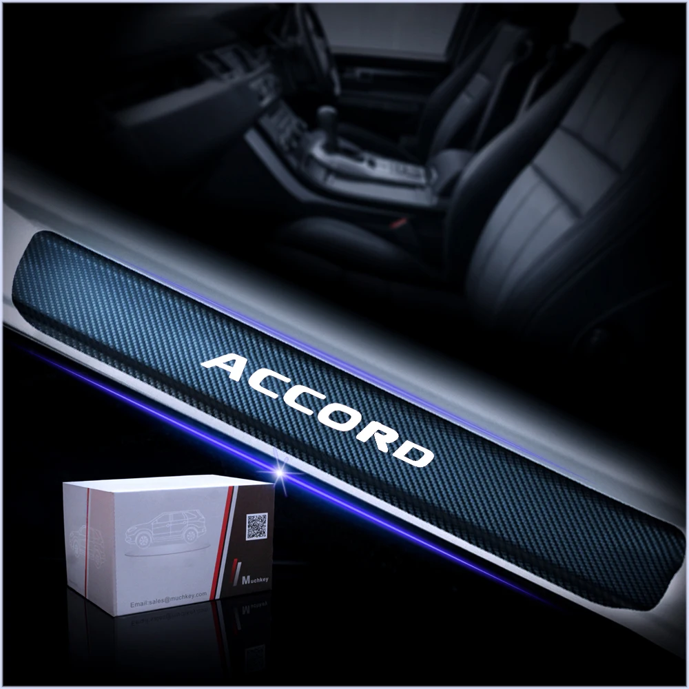 

Car Door Sill Protector Scuff For Honda Accord 4D Carbon Fiber Vinyl Sticker Door sill guard Interior Car Accessories 4Pcs