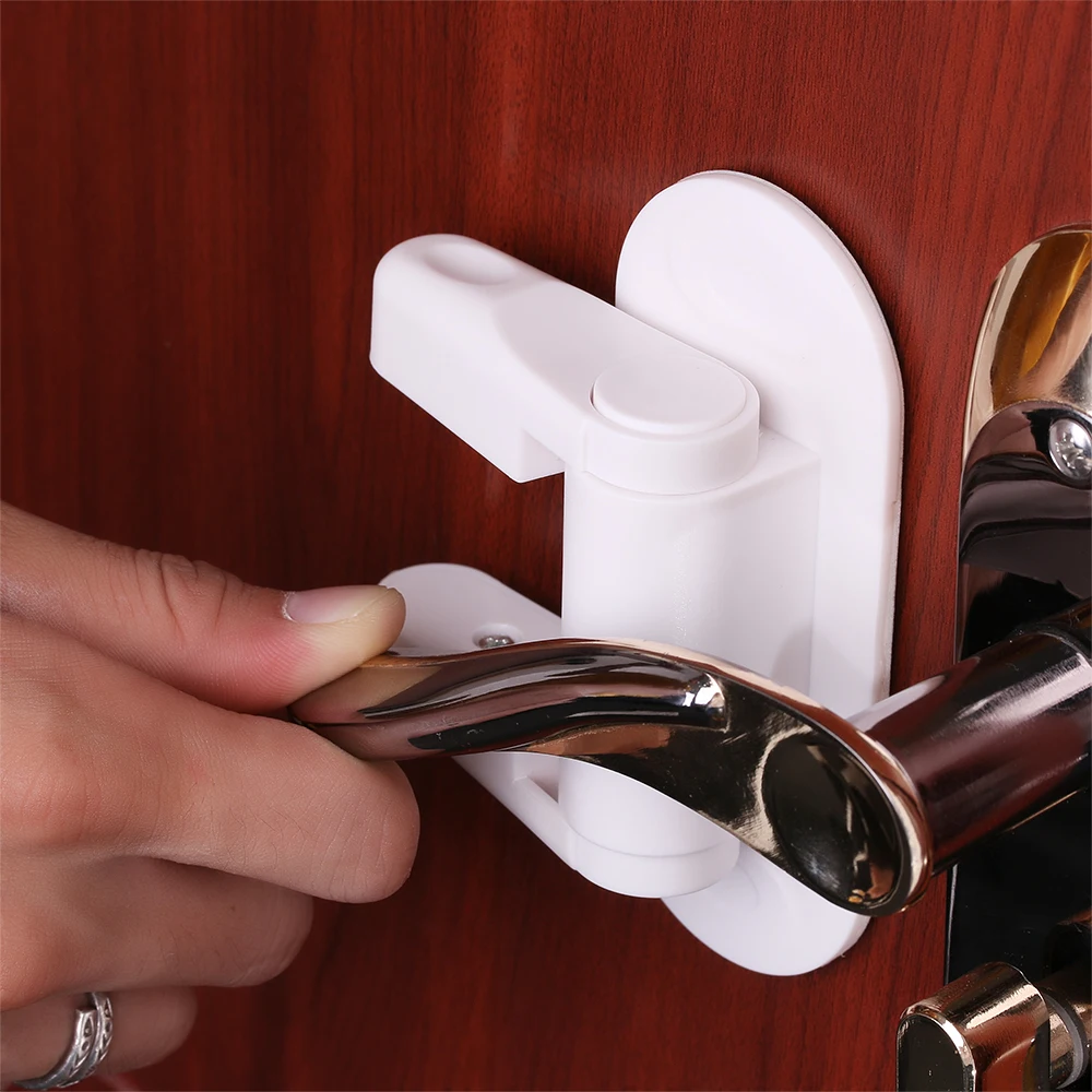 New Kids Safety Proof Doors Door Lever Lock Adhesive Lever Handle Baby