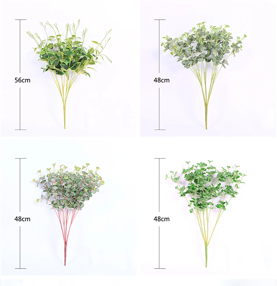 CHENCHENG 3 шт./лот искусственные растения листья ветви имитация эвкалипта пластик зеленый один поддельные травы украшения дома