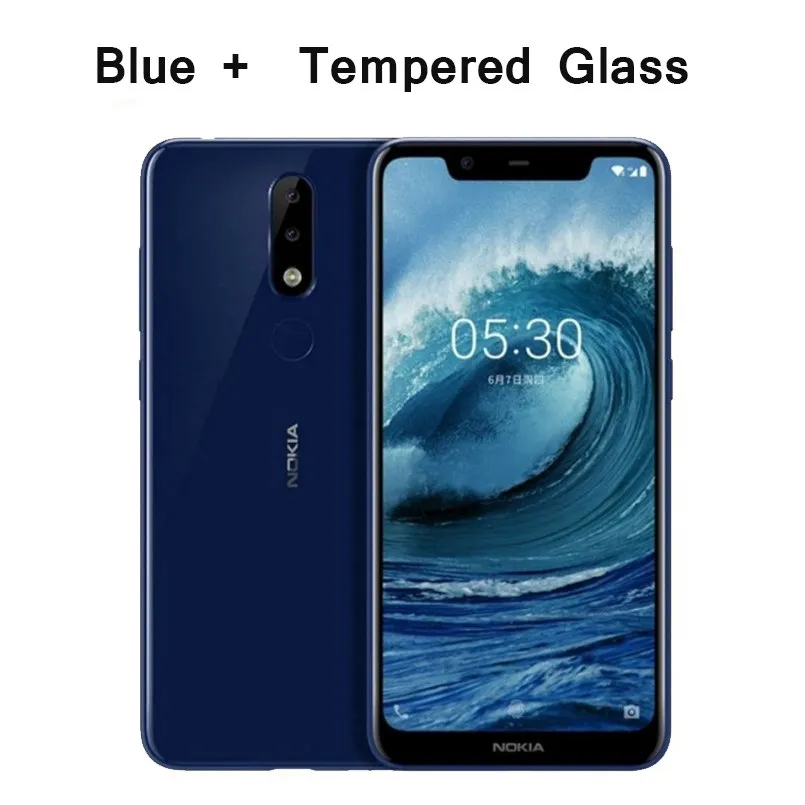With Tempered Glass Nokia X5 5,86 дюймов HD+ смартфон Helio P60, четыре ядра, две sim-карты, отпечаток пальца ID, 3060 мАч, LTE, 4G, Android, мобильный телефон - Цвет: With Tempered Glass