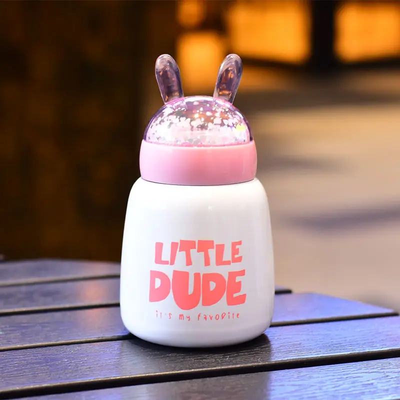 Милая креативная мини-розовая бутылка, мультяшная Термокружка 304, Термокружка для кофе, кружка для путешествий, термос, Офисная чашка из нержавеющей стали