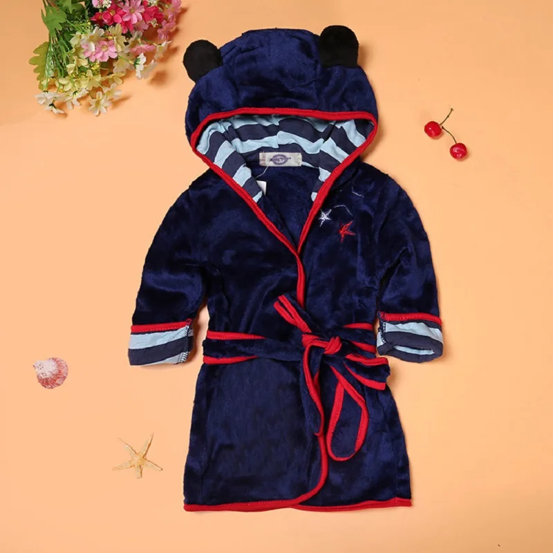 

Cute Kids Robe Flannel Long Sleeve Baby Boy's Girl's Robes Bathing Robes Sleepwear Cartoon Animal Hooded Bath Robes Baby Clothes
