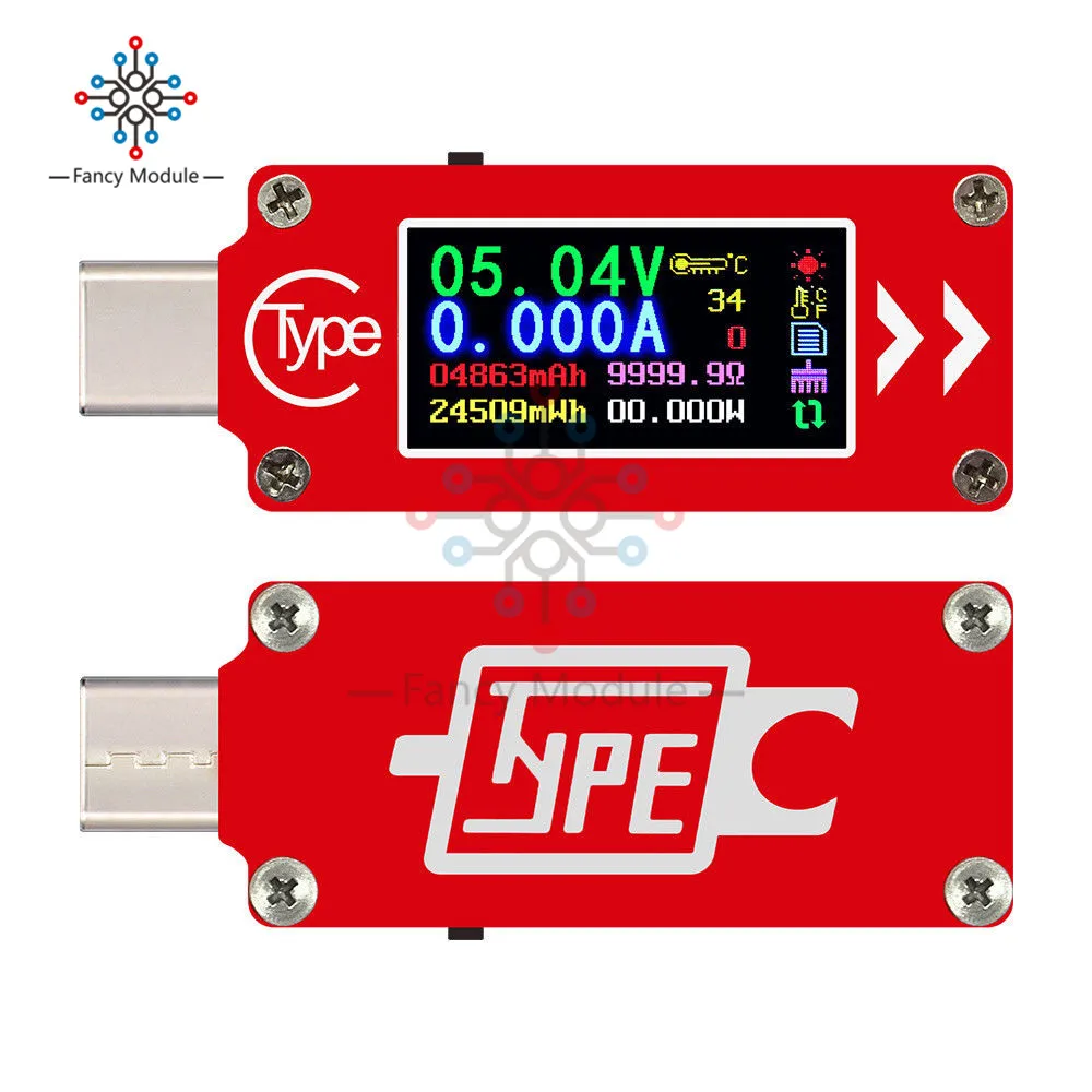 TC64 цветной ЖК-дисплей USB Вольтметр Амперметр Напряжение измеритель тока Тип C мультиметр батарея PD Зарядка банк питания USB Тестер