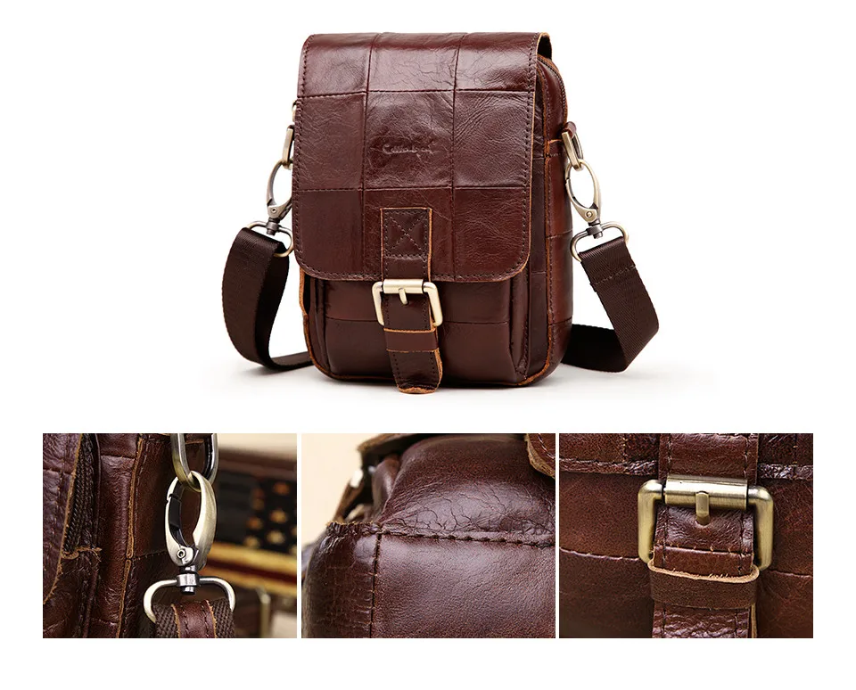 Male Cowhide Shoulder Crossbody Mini Bags - Fashion Design Store