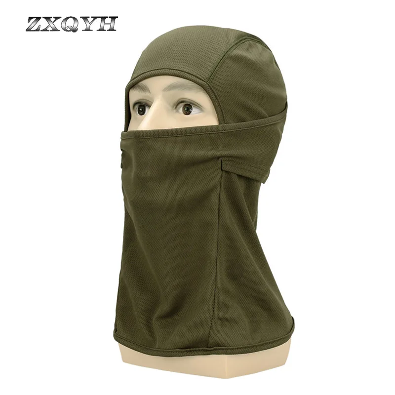 ZXQYH في الهواء الطلق الوجه قناع كاب سريعة الجافة Breathjable التزلج والمشي قبعة التكتيكية Mitary الجيش الصيد قناع قبعات التمويه أغطية الرأس