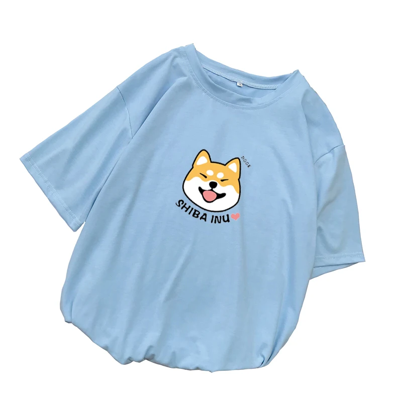 Для женщин Harajuku футболка Kawaii милые shiba Inu Doge печатных футболка корейский Стиль Уличная хлопковые топы эстетическое camisas mujer Тройник