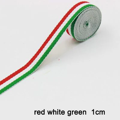 1/1. 5/2/2,5 см Ширина полосатый полиэстер лямки лента швейная лента для DIY аксессуары для одежды сумки 10 метров в одном заказе - Цвет: red white green 1cm
