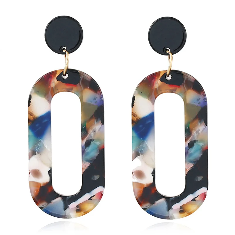 

Sale Geometric Statement Long Acrylic Pattern Earring Allergy Free Gifts 1Pair Hot Sale Colorful Coffee Graceful Exquisite