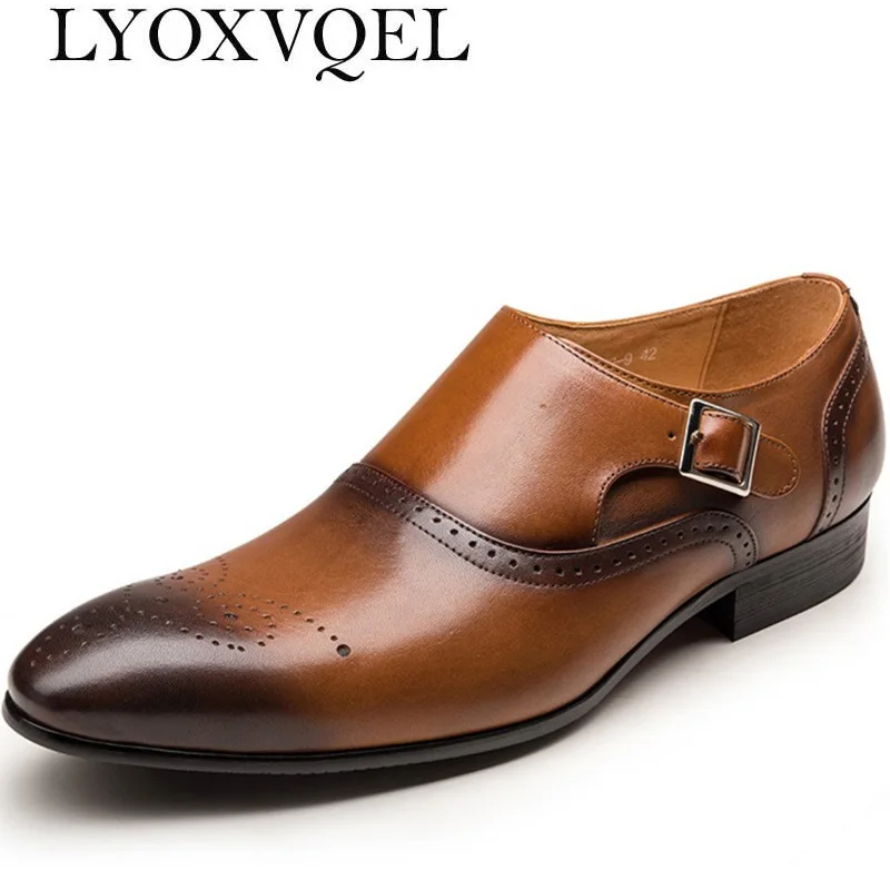 Formelle Oxford En Double Brown Brogue black Hommes Chaussures Mode Moine Cuir M162 De Vintage Robe Véritable Sangle Boucle Mariage IzfqwwZY
