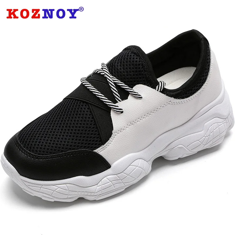 

Koznoy Sneakers Women Spring Autumn Fashion Dropshipping Muffin Bottom Breathable Mixed Colors Thick Bottom Leisure Women Shoes