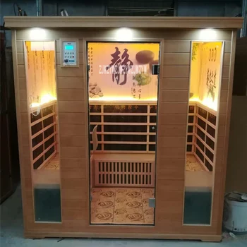 

4-person Sauna Steaming Room Home Wooden Sauna Room Commercial Far Infrared Steaming Room Dry Sauna Room 220V 2800W 18-65 Degree
