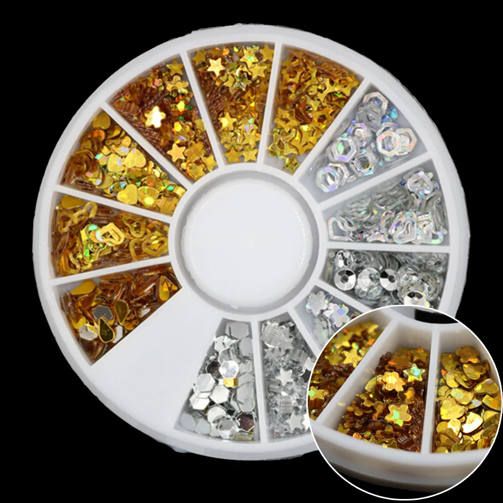 Mixed Color 1 Box 3D Nail Rhinestone Small Irregular Beads Manicure Nail Art Decoration In Wheel Accessories