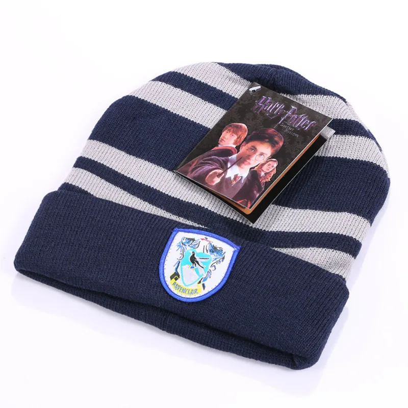 Gorro Harri шапка-скафандр Cappelli Cappello Slytherin Griffindor Ravenclaw Hufflepuff вечерние забавная шапка аниме косплей - Цвет: blue knit hat