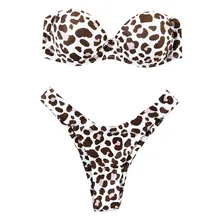 Сексуальный купальник без бретелек Женский летний сексуальный Змеиный Леопардовый принт однотонный бикини с эффектом «пуш-ап» комплект купальник Maillot De Bain Femme