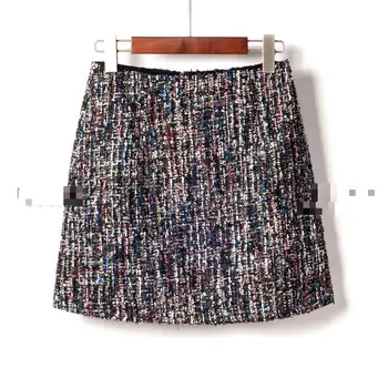 

2019 New Bag Hip Skirt All-match Mini Skirt Free Shipping Spring Fashion Small Fresh Style Sequins Tweed Pencil Skirt High Waist