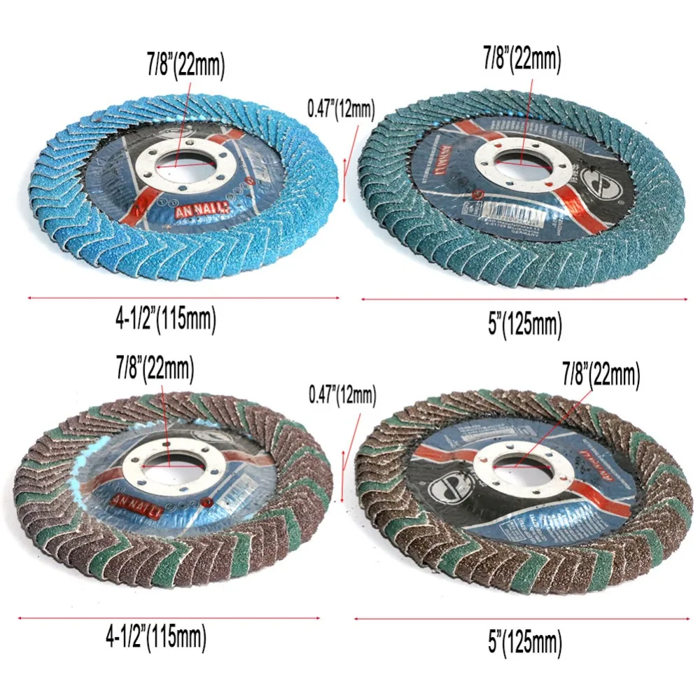 4-1/" 5 дюймов 115 мм x 22 мм профессиональные Лоскутные диски шлифовальные диски 60 зернистость шлифовальные диски лезвия для угловой шлифовальной машины