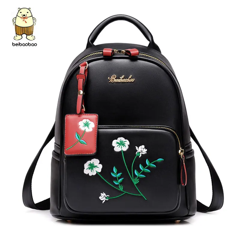 

Beibaobao Embroidery Flowers Backpacks For Teenage Girls Fashion Leather Backpacks Good Quality Fashion Women Backpacks B175