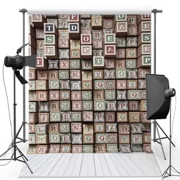

3D Letter Wall White Wood Floor backdrops Vinyl cloth High quality Computer print newborn baby Backgrounds