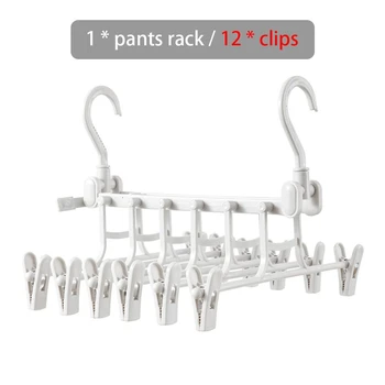

Multi-Function Hanger Magic Drying Pants Rack Wardrobe Folding Double Hook Windproof Pants Rack Grocery Storage