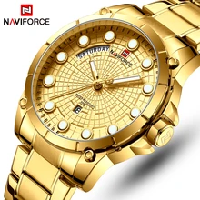 NAVIFORCE лучший бренд класса люкс часы для мужчин нержавеющая сталь водонепроницаемые часы для мужчин золото кварцевые наручные часы Relogio Masculino