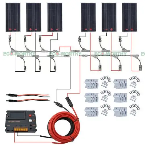 

600W 6x 100W 12V Solar Panel Off Grid Kit W 20A CMG Controller for RV Boat Solar Generators
