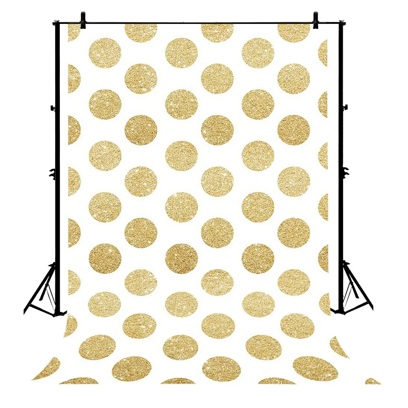 

5x7ft Gold Dots Circles Golden Glitter Glamour Sparkle Polyester Photo Background Portrait Backdrop