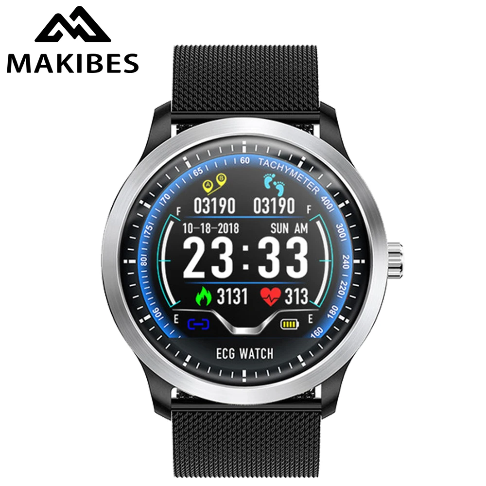 

Makibes BR4 ECG PPG smart watch Men with electrocardiogram display holter blood pressure Bluetooth smart Bracelet FitnessTracker