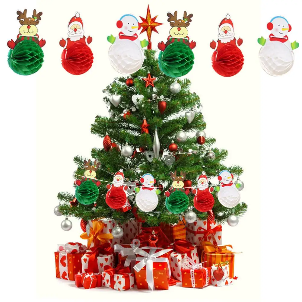 

Christmas Hanging Decor Santa Claus Snowman Paper Ball Garland Festival Venue Arrangement Paper Garland Items Party Decor