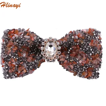 

Hlinayi 2019 Men's bow tie green crystal gravel bow tie men's wedding red crystal formal wear men's formal wear bow tie