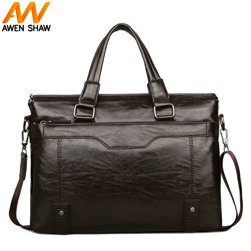 

Large Capacity Man Business Laptop Briefcase Leather Solid Men Shoulder Bag Men's Work Bag High Quality Man Handbag bolso hombre