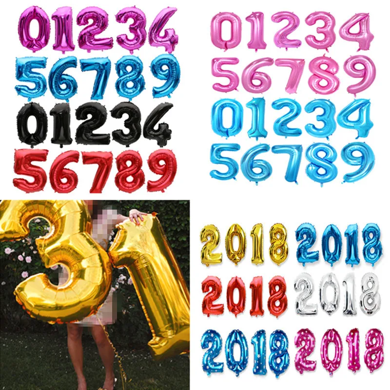 

32 40 Inch Gold Number Figure Foil Balloon Digit Helium Balloon Wedding Birthday Decoration Air Balloon Kid Party Favor Supplies