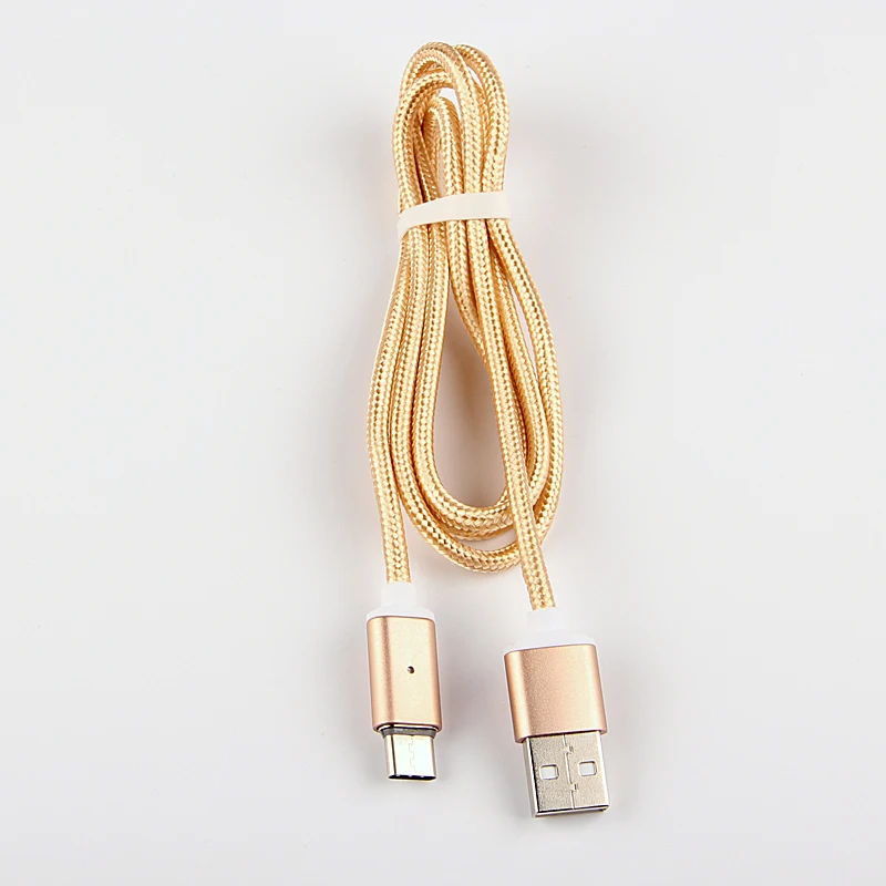 Gold Магнитный нейлоновый плетеный кабель для быстрой зарядки type-C для Samsung S8 Plus S10 Plus Note 9 Note 8 высокоскоростной зарядный кабель Micro USB - Цвет: Gold