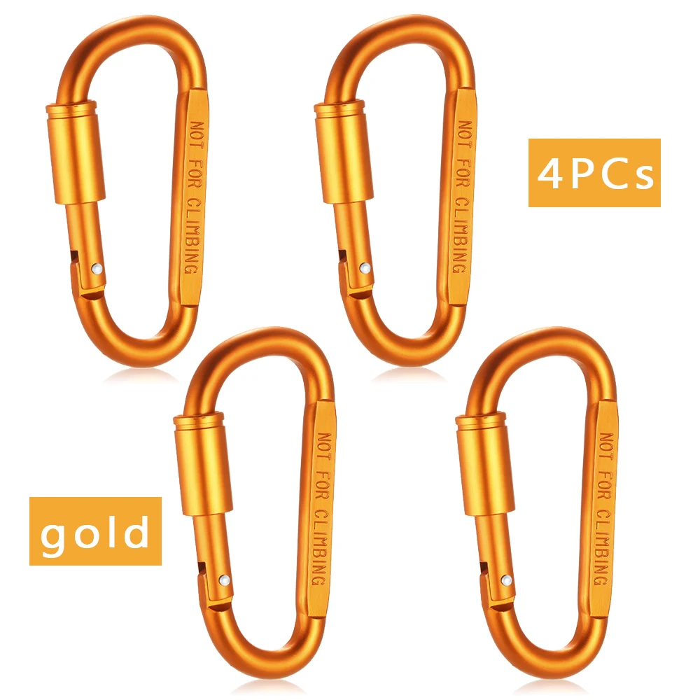4pcs Gold /4 шт/лот Lixada алюминиевый карабин d-образный карабинный ключ крюк наружные инструменты альпинистский крюк Кемпинг Аксессуары для альпинизма - Цвет: 4pcs Gold