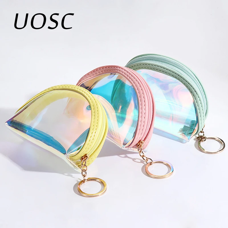 

UOSC Cute Girls Transparent Coin Purse Wallet Female Change Purses Mini Children's Pocket Wallets Key Card Holder PVC Money Bags