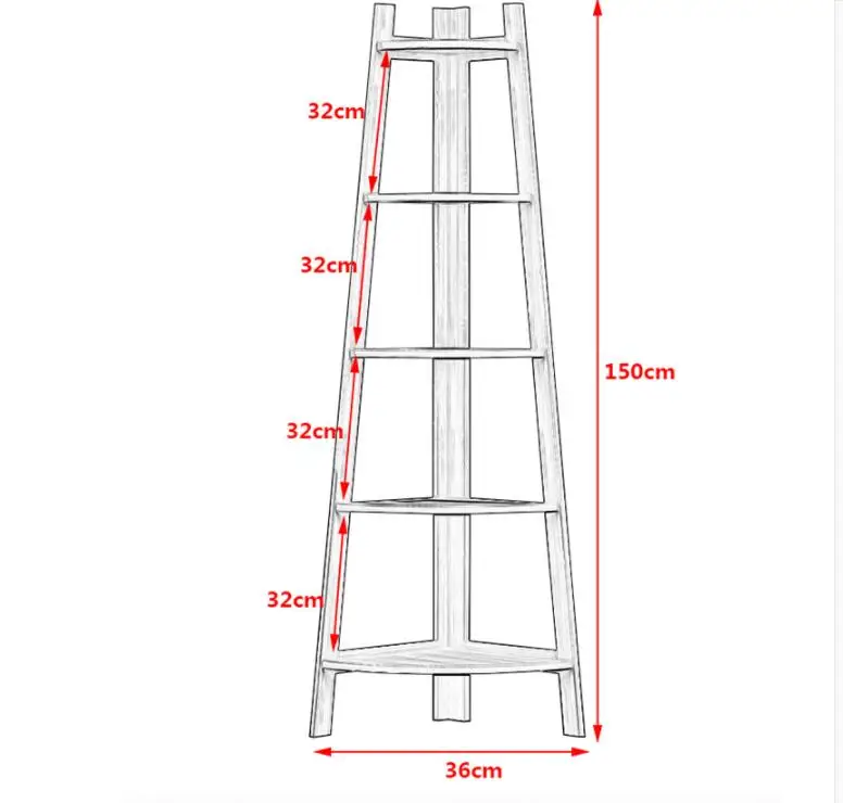 Луи Мода книжные шкафы из цельного дерева многоэтажное хранение столовая гостиная спальня треугольник цветок стойка уголок