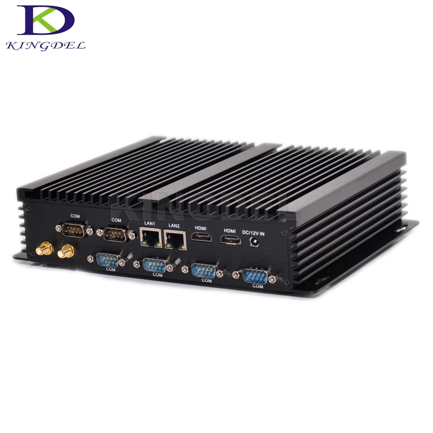  Kingdel Fanless Industrial Mini PC Win10 Core i7 4500U 2*Intel 82583V Gigabit NIC 6*RS232 Slim Computer 300M Wifi 2*HDMI TV Box 