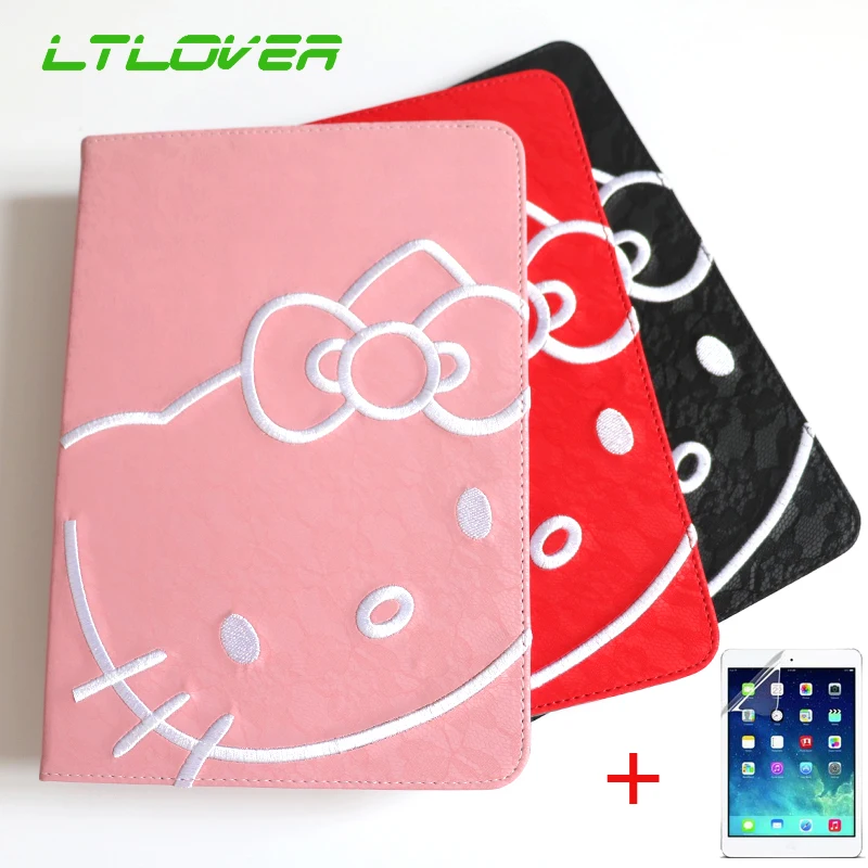 

Hello Kitty Stand Leather Smart Auto Sleep Wake Tablet Case Cover For iPad Air 1 2 iPad Pro Mini 1 2 3 4 Gift + Screen Protector