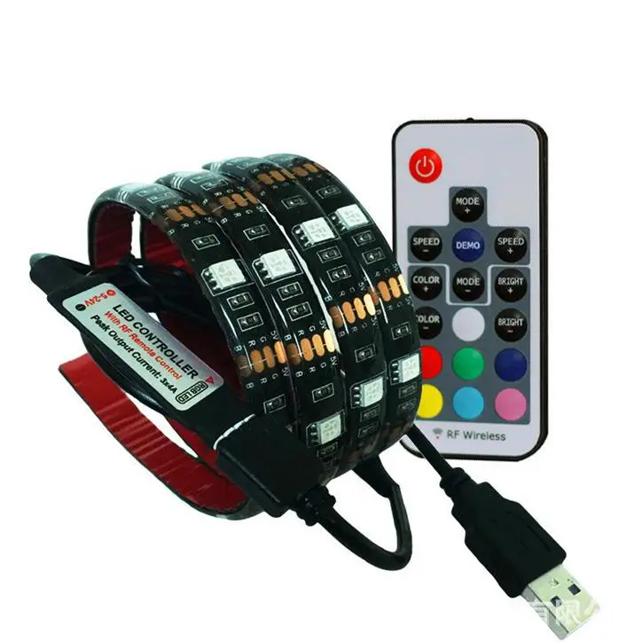 5 в постоянного тока USB Светодиодная лента 5050 водонепроницаемый RGB светодиодный